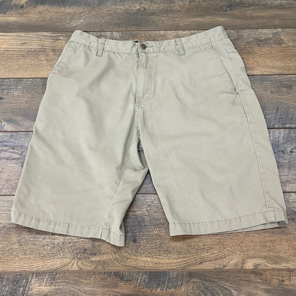Volcom Mens Chino Shorts Khaki Tan Size 32 Skate Casual Cotton Twill Streetwear